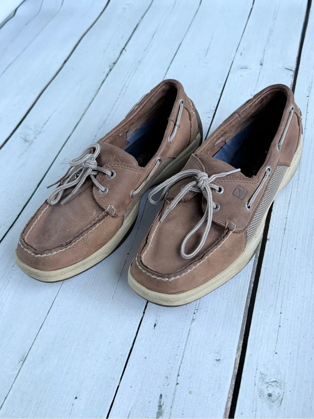 Sperry Top-Sider Men's Intrepid 2-Eye Brown Leather Mesh Boat Shoes